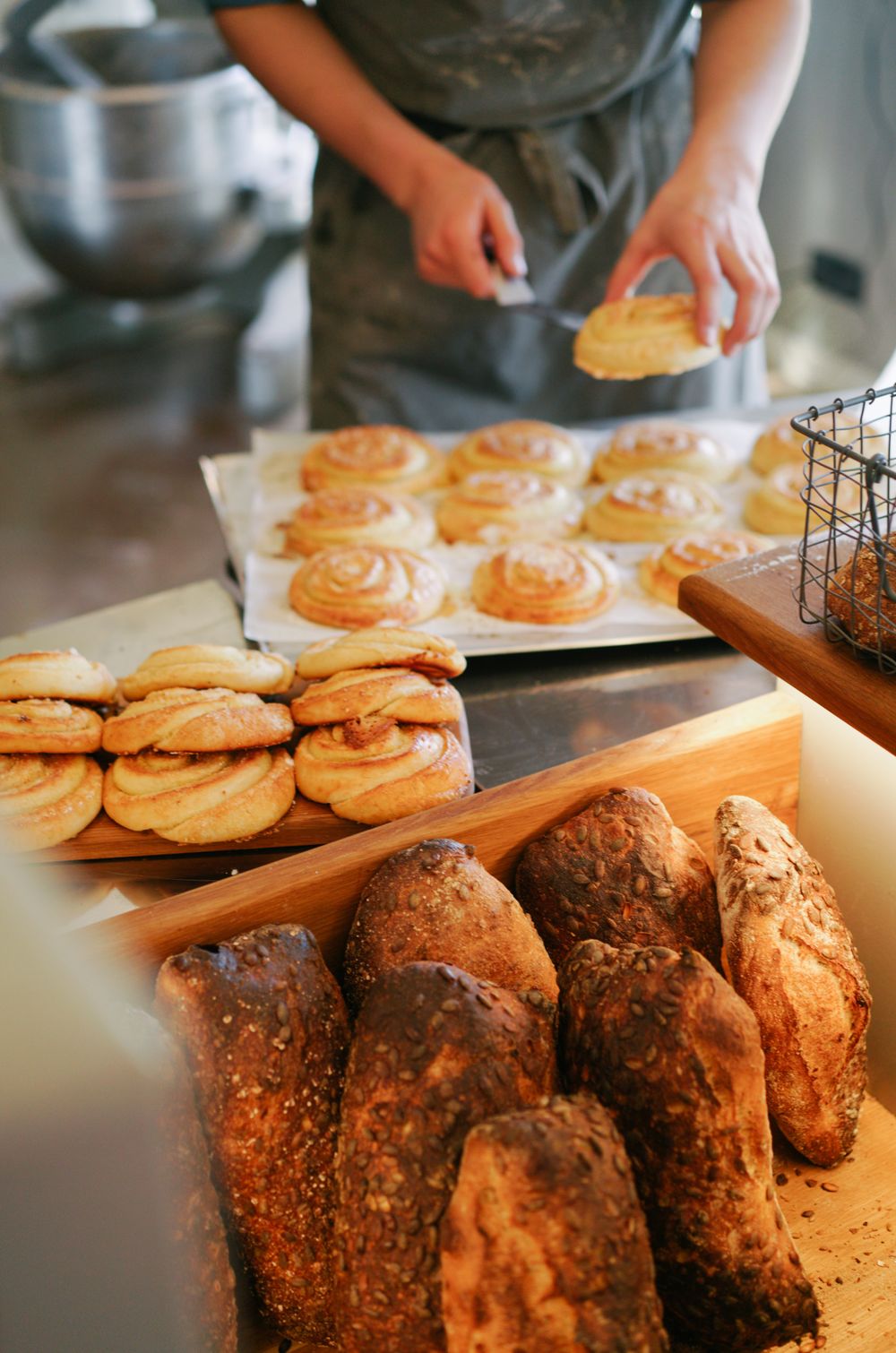 Fresh bread and buns
